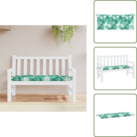 Cuscino da esterno - vidaXL Cuscino Panca Giardino a Foglie 120x50x7 cm in Tessuto Oxford - Cuscino con motivo a foglie