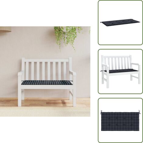 Cuscino da esterno - vidaXL Cuscino Panca Giardino a Quadri Nero 120x50x4cm Tessuto Oxford - Cuscino per soggiorno