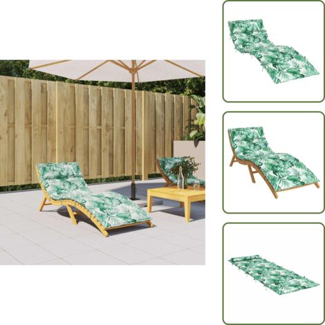 Cuscino da esterno - vidaXL Cuscino per Lettino Motivo Foglie 180x60x4 cm in Tessuto Oxford - Cuscino per soggiorno