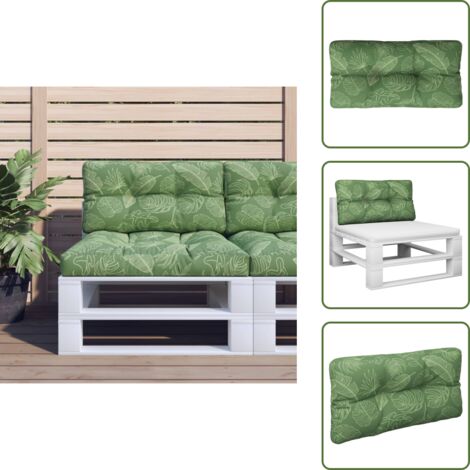 Cuscino da esterno - vidaXL Cuscino per Pallet con Motivo a Foglie 70x40x12 cm in Tessuto - Cuscino per divano