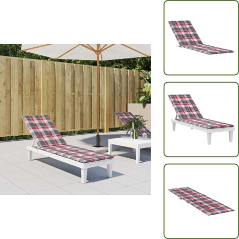 Cuscino da esterno - vidaXL Cuscino per Sdraio Rosso a Quadri (75+105)x50x4 cm - Cuscino per divano