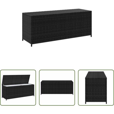 Cuscino da giardino - Baule da Giardino Nero 150x50x60 cm in Polyrattan