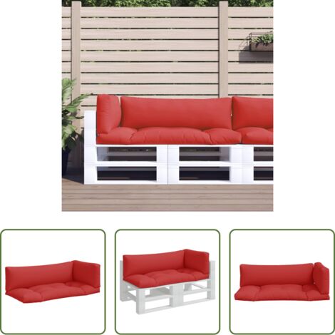 Cuscino da giardino -  Cuscini per Pallet 3 pz Rossi in Tessuto