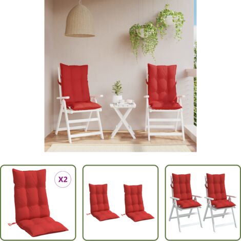 Cuscino da giardino -  Cuscini per Sedia con Schienale Alto 2 pz Rosso Tessuto Oxford