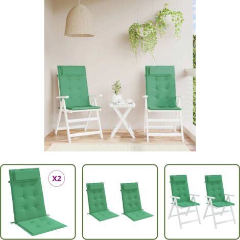 Cuscino da giardino -  Cuscini per Sedia con Schienale Alto 2 pz Verde Tessuto Oxford