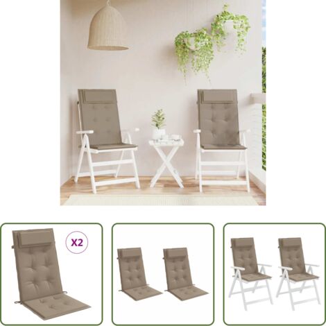 Cuscino da giardino -  Cuscini per Sedia con Schienale Alto 2pz Tortora Tessuto Oxford