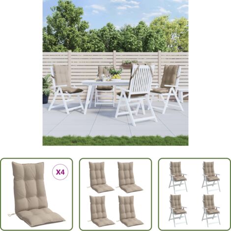 Cuscino da giardino -  Cuscini per Sedia con Schienale Alto 4pz Tortora Tessuto Oxford