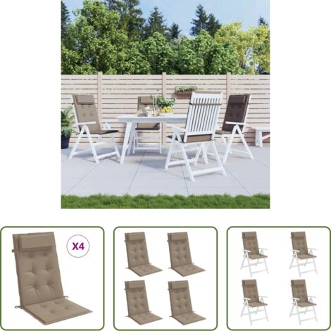 Cuscino da giardino -  Cuscini per Sedia con Schienale Alto 4pz Tortora Tessuto Oxford