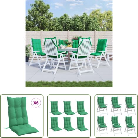 Cuscino da giardino -  Cuscini per Sedia con Schienale Alto 6 pz Verde Tessuto Oxford