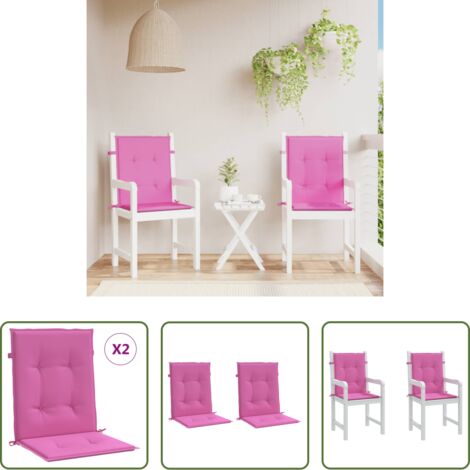 Cuscino da giardino -  Cuscini per Sedia con Schienale Basso 2 pz Rosa in Tessuto