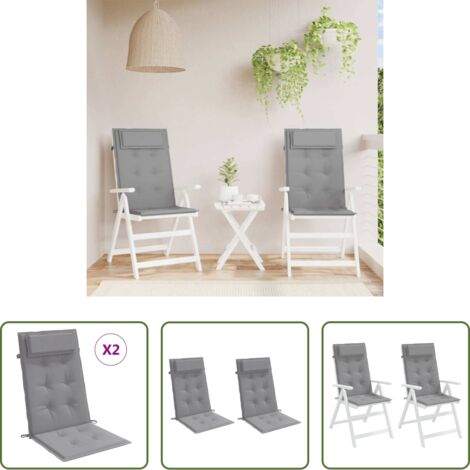 Cuscino da giardino -  Cuscini per Sedia Schienale Alto 2 pz Grigio Tessuto Oxford