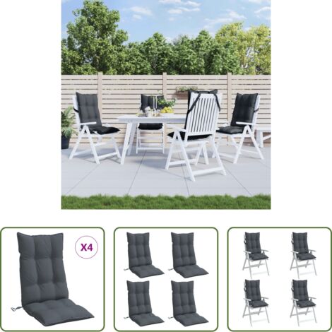 Cuscino da giardino -  Cuscini per Sedia Schienale Alto 4 pz Antracite Tessuto Oxford