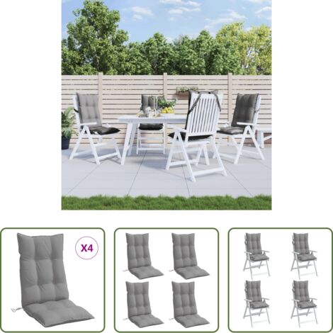 Cuscino da giardino -  Cuscini per Sedia Schienale Alto 4 pz Grigio Tessuto Oxford