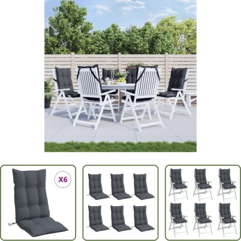 Cuscino da giardino -  Cuscini per Sedia Schienale Alto 6 pz Antracite Tessuto Oxford