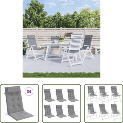 Cuscino da giardino -  Cuscini per Sedia Schienale Alto 6 pz Grigio Tessuto Oxford