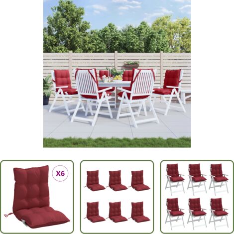 Cuscino da giardino -  Cuscini per Sedia Schienale Basso 6pz Rosso Vino Tessuto Oxford