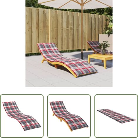 Cuscino da giardino -  Cuscino per Lettino a Quadri Rossi 200x50x3cm Tessuto Oxford