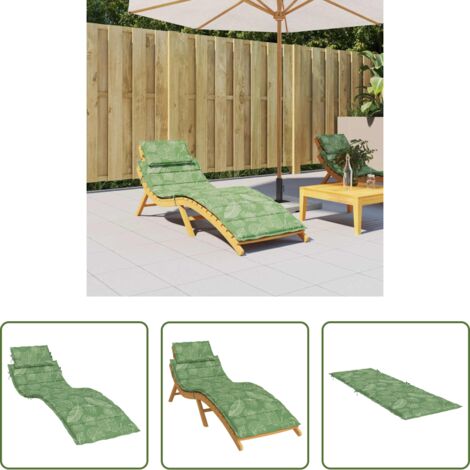 Cuscino da giardino -  Cuscino per Lettino con Motivo a Foglie in Tessuto Oxford
