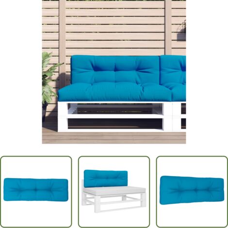 Cuscino da giardino -  Cuscino per Pallet Blu Chiaro 120x40x12 cm in Tessuto