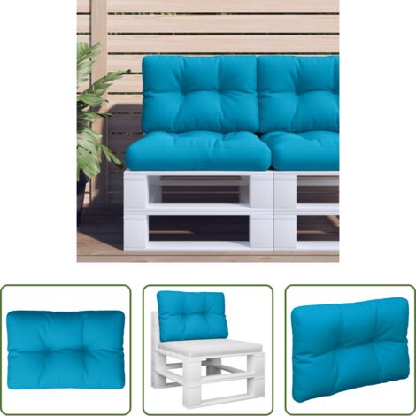 Cuscino da giardino -  Cuscino per Pallet Blu Chiaro 50x40x12 cm in Tessuto