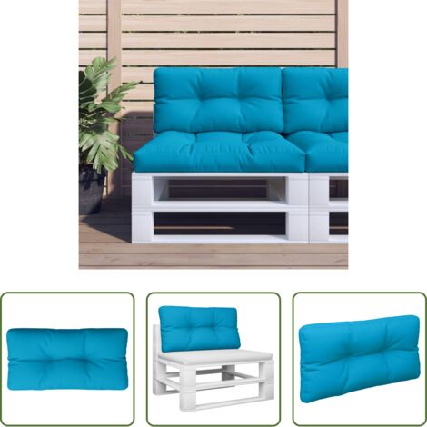 Cuscino da giardino -  Cuscino per Pallet Blu Chiaro 80x40x12 cm in Tessuto