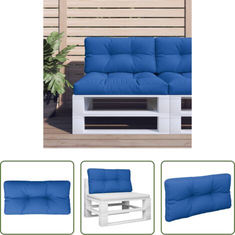 Cuscino da giardino -  Cuscino per Pallet Blu Reale 80x40x12 cm in Tessuto