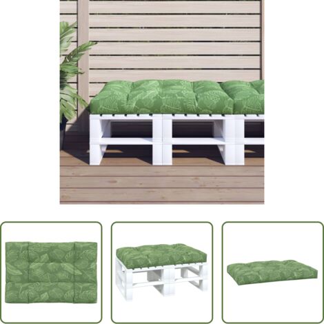 Cuscino da giardino -  Cuscino per Pallet con Motivo a Foglie 120x80x12 cm in Tessuto
