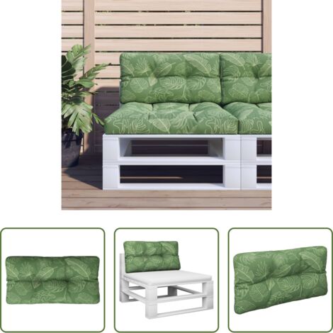 Cuscino da giardino -  Cuscino per Pallet con Motivo a Foglie 70x40x12 cm in Tessuto