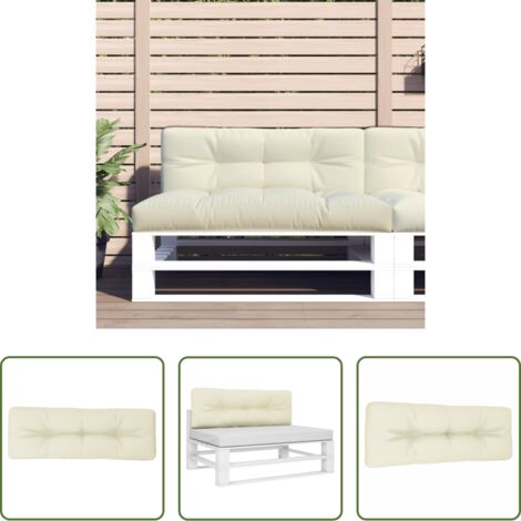 Cuscino da giardino -  Cuscino per Pallet Crema 120x40x12 cm in Tessuto