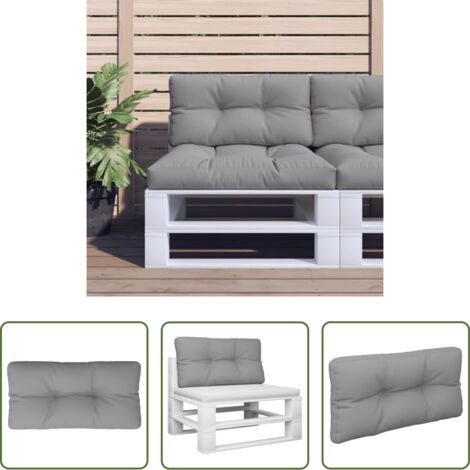 Cuscino da giardino -  Cuscino per Pallet Grigio 80x40x12 cm in Tessuto