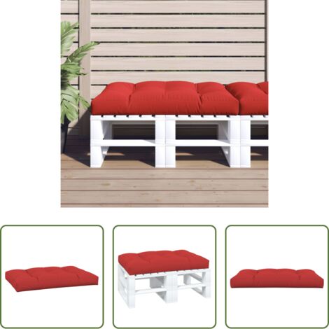 Cuscino da giardino -  Cuscino per Pallet Rosso 120x80x12 cm in Tessuto
