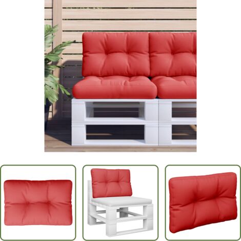 Cuscino da giardino -  Cuscino per Pallet Rosso 50x40x12 cm in Tessuto