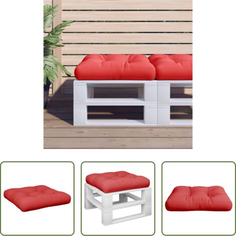 Cuscino da giardino -  Cuscino per Pallet Rosso 58x58x10 cm in Tessuto