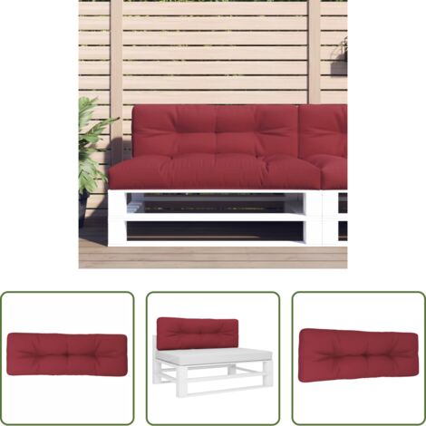 Cuscino da giardino -  Cuscino per Pallet Rosso Vino 120x40x12 cm in Tessuto