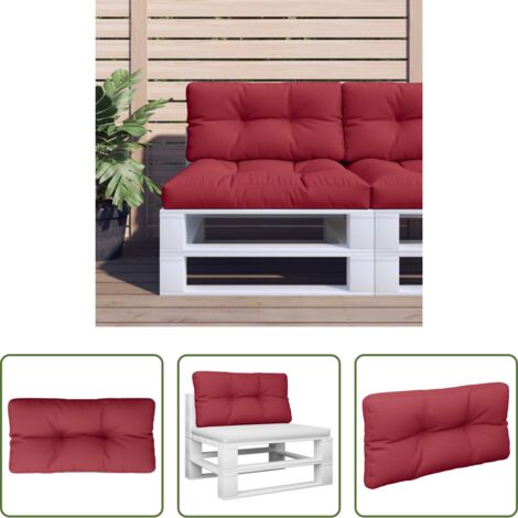 Cuscino da giardino -  Cuscino per Pallet Rosso Vino 80x40x12 cm in Tessuto