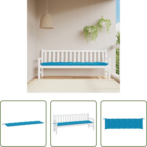 Cuscino da giardino -  Cuscino per Panca Azzurro 200x50x7 cm in Tessuto Oxford