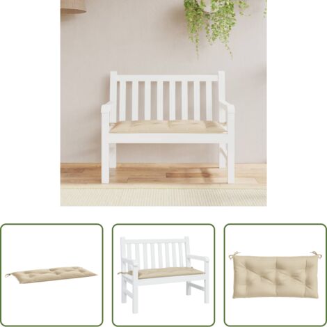 Cuscino da giardino -  Cuscino per Panca Beige 110x50x7 cm in Tessuto Oxford