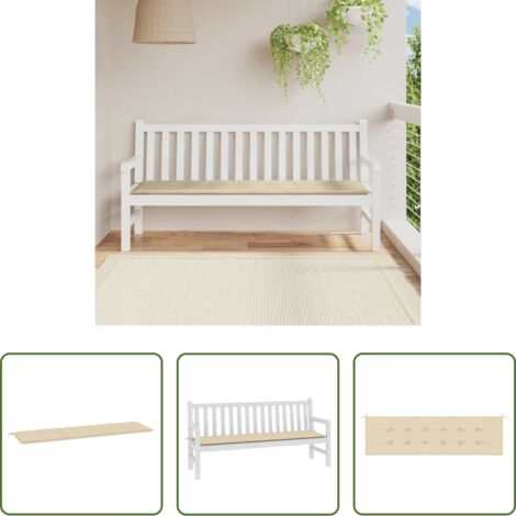Cuscino da giardino -  Cuscino per Panca Beige 180x50x3 cm in Tessuto Oxford
