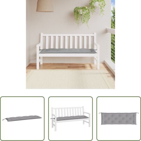 Cuscino da giardino -  Cuscino per Panca Grigio 150x50x7 cm in Tessuto Oxford