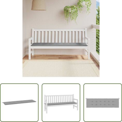 Cuscino da giardino -  Cuscino per Panca Grigio 180x50x3 cm in Tessuto Oxford