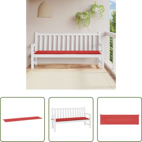 Cuscino da giardino -  Cuscino per Panca Rosso 200x50x4 cm in Tessuto Oxford