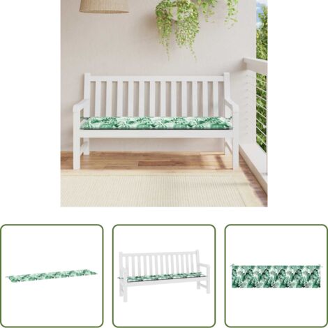 Cuscino da giardino -  Cuscino per Panchina Foglia Motivo Foglia 200 x 50 x 3 cm