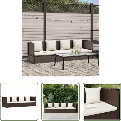 Cuscino da giardino -  Lettino da Giardino con Cuscini in Polyrattan Marrone