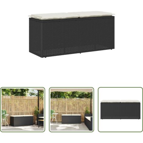 Cuscino da giardino -  Panca da Giardino con Cuscino Nera 110x40x44 cm in Polyrattan