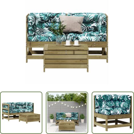 Cuscino da giardino -  Set Divani da Giardino 3pz con Cuscini Legno Impregnato di Pino