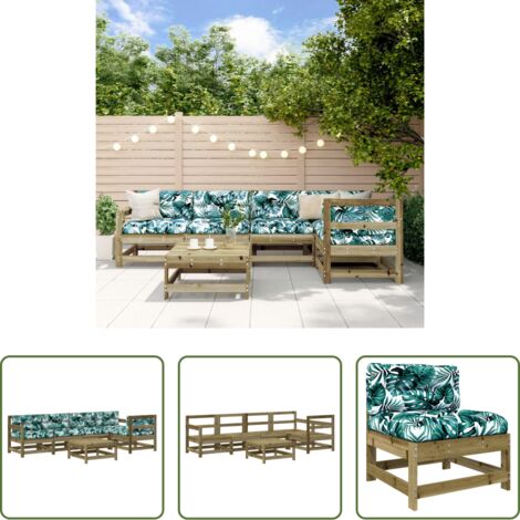 Cuscino da giardino -  Set Divani da Giardino 6pz con Cuscini Legno Impregnato di Pino