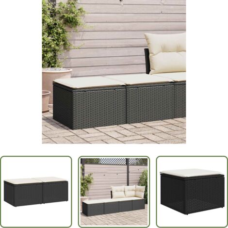 Cuscino da giardino -  Set Divani da Giardino con Cuscini 2 pz Nero Polyrattan Acacia