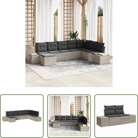 Cuscino da giardino -  Set Divano da Giardino con cuscino 8 pcs polyrattan