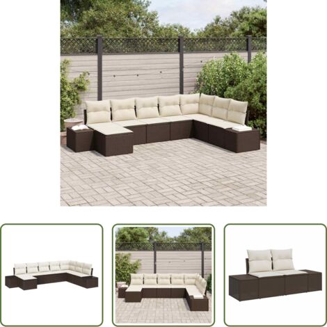 Cuscino da giardino -  Set Divano da Giardino con cuscino 8 pcs polyrattan
