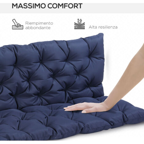 Cuscino Per Dondolo Da Giardino, Blu Navy, 150x60x50 Cm Con Fodera Sfoderabile Cuscino Per Altalena A 3 Posti 98689908